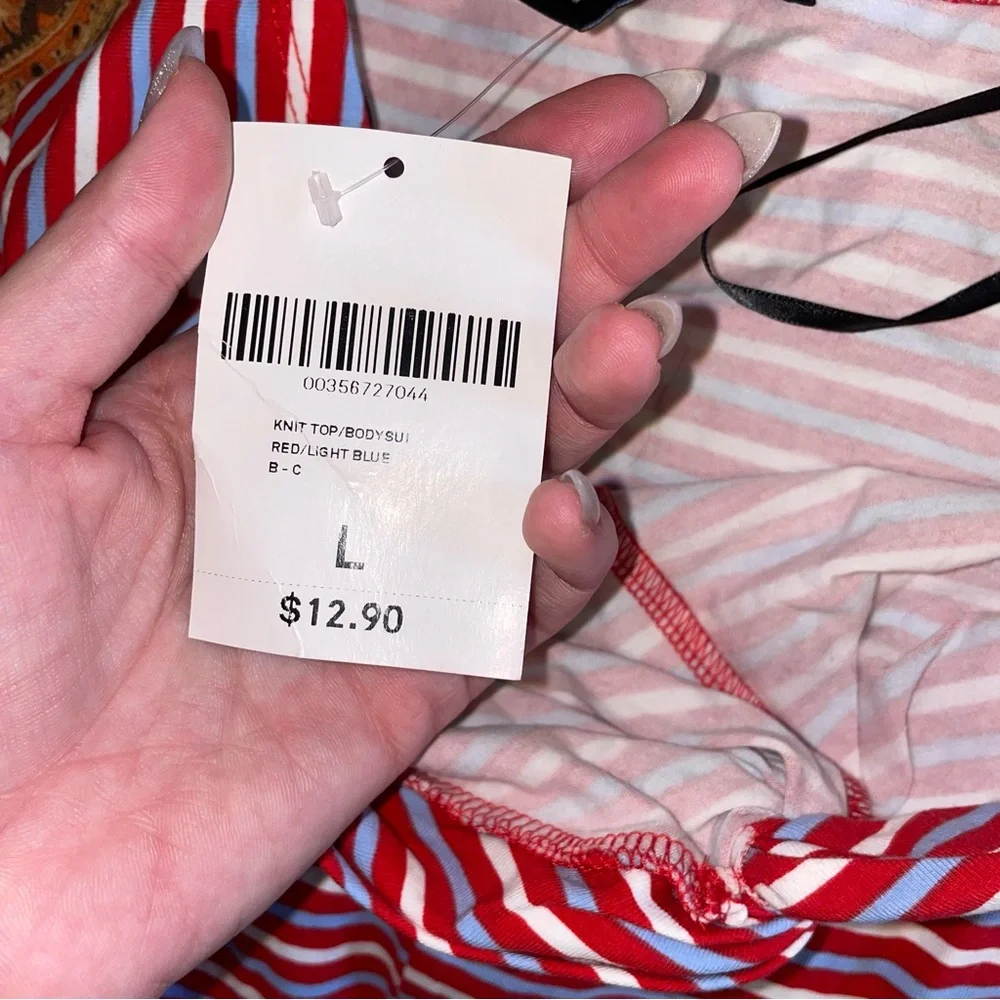 Forever 21 | Red White and Blue Striped Strapless Bodysuit - Picture 7 of 7
